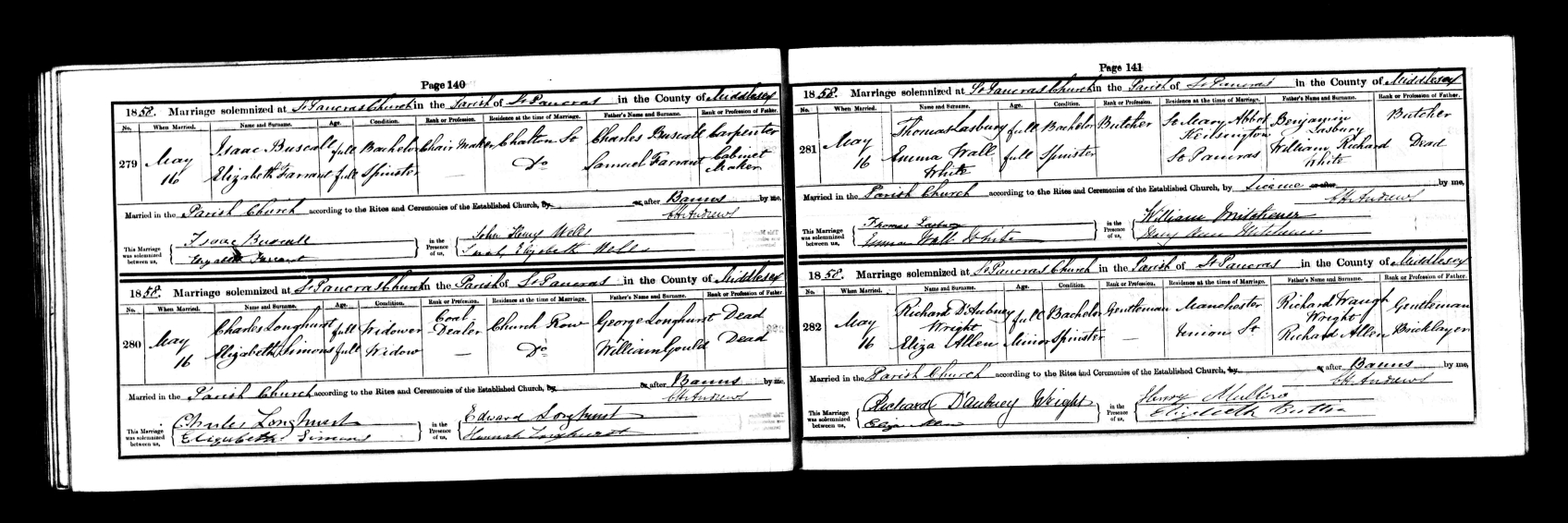 1858 marriage of Emma Wall White to Thomas Lasbury